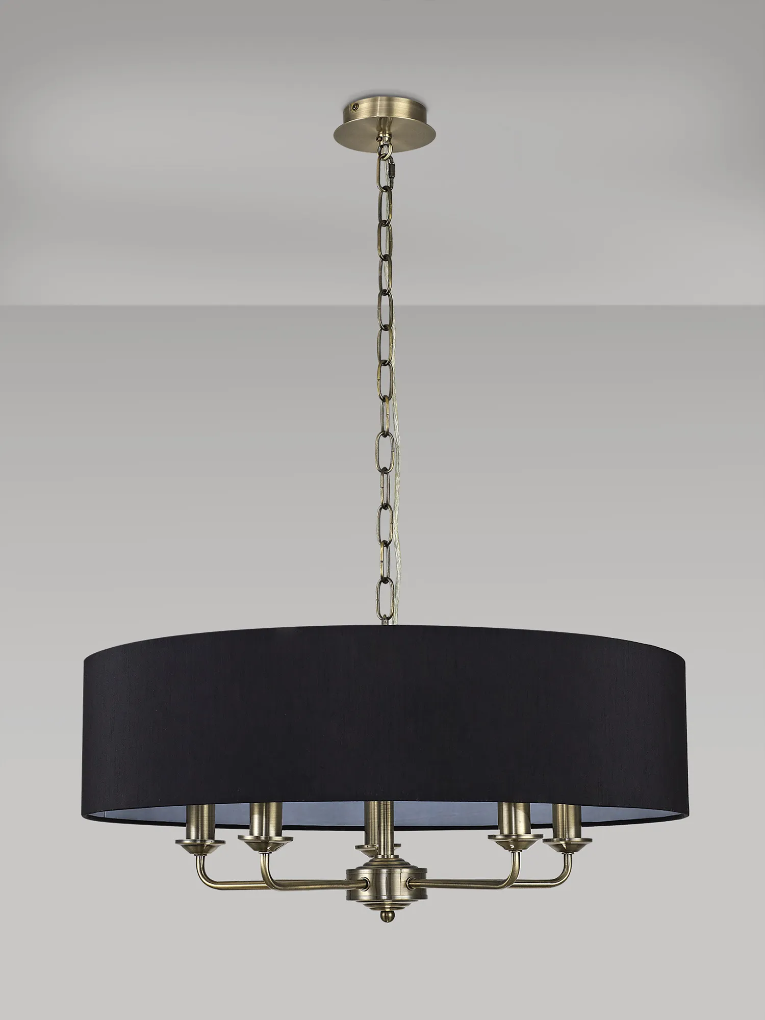 Banyan 60cm 5 Light Pendant Antique Brass; Black DK0034  Deco Banyan AB BL